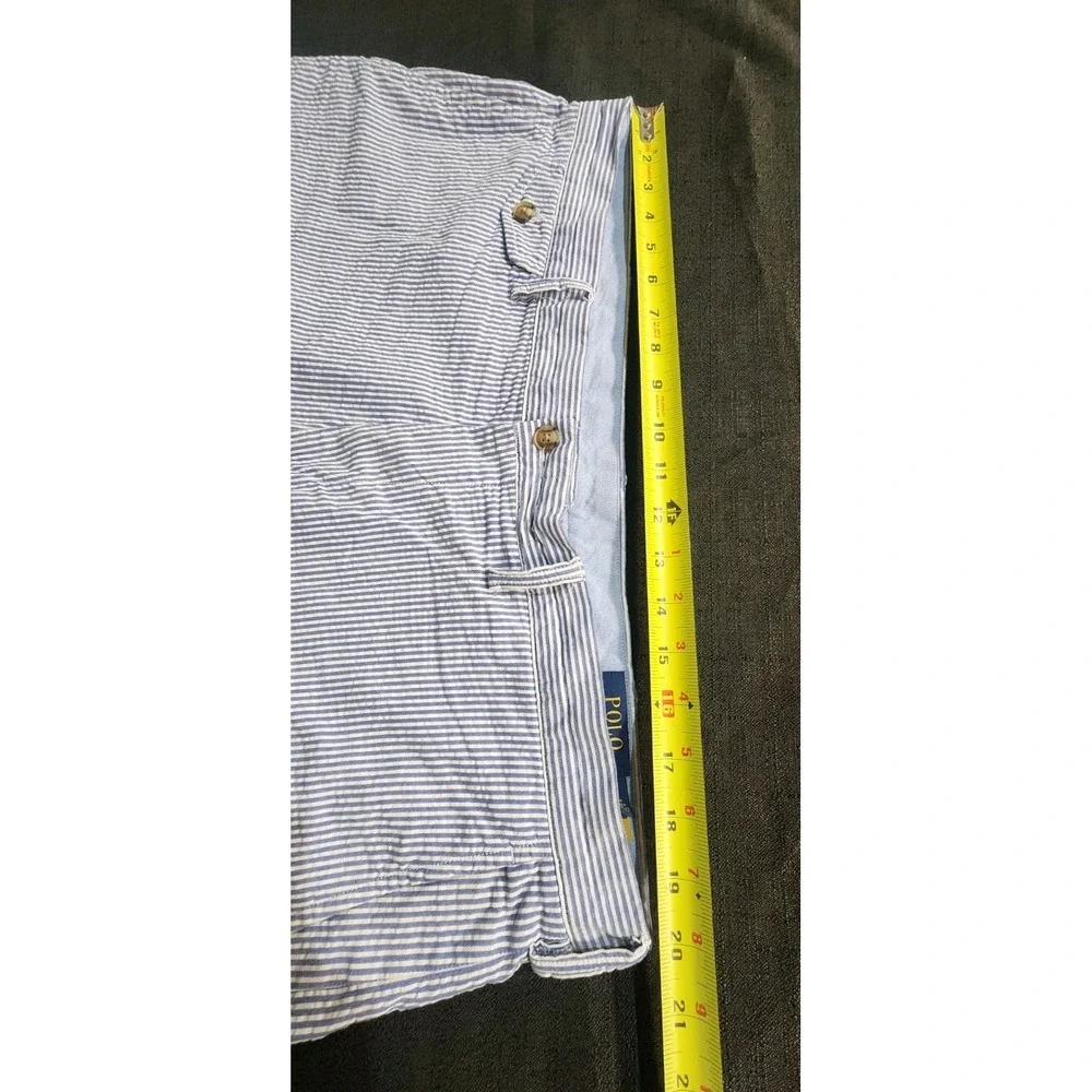 Polo‎ Ralph Lauren Pin Stripe Blue White Shorts Chino Sailer Beach Preppy Sz 38